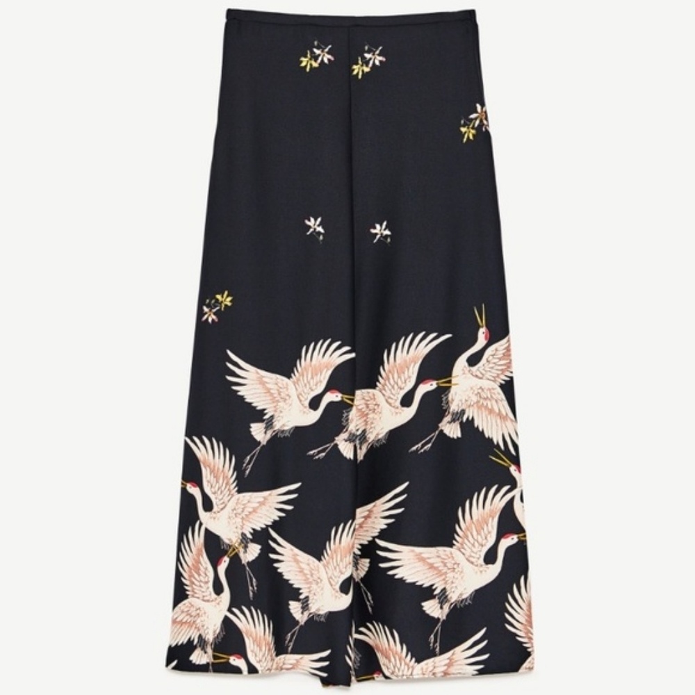 Zara wide leg crane printed pants